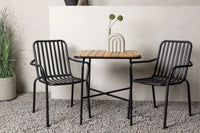 Kafébord Holmbeck & Peking 70 x 55 + spisestol 2-pakk – natur og svart