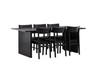 Spisestol 2-pakk + rektangulært spisebord 200 × 100 – svart
