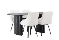 Spisestol Rosie & Isolde 2-pakk + Spisebord ovalt 180 x 90 – beige og svart