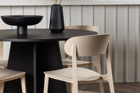 Spisegruppe Bootcut & Åstol ⌀110 med 2-pakk spisestoler – svart og beige