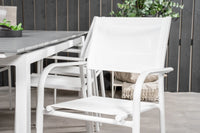 Spisebord Levels & Santorini rektangulært 229 × 100 + spisestol 2-pakk – hvit