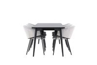 Spisestol Evelina & Ellis 2-pakk + rektangulært spisebord 230 x 85 – grå og svart