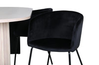 Spisegruppe Berit & Bianca oval 200 x 90 – svart og hvitvasket