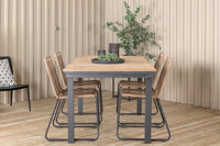 Spisegruppe Mexico & Lindos 180 x 90 + 2-pakk spisestoler – natur og brun