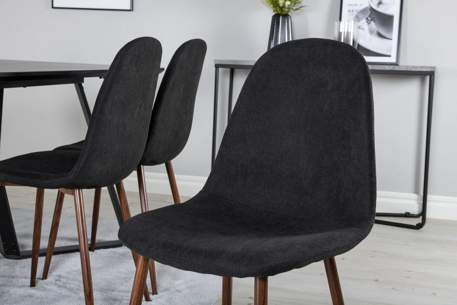 Spisestol Polar & Marina 2-pakk + Rektangulært spisebord 180 x 90 – svart