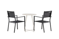 Spisestol Copacabana & Bacong 2-pakk + kafébord ⌀60 – svart og beige