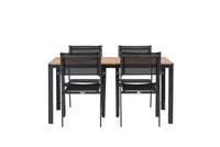 Spisestol Copacabana & Break 2-pakk + Rektangulært spisebord 150 x 90 – svart og mørkegrå
