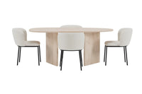 Spisestol Edina & Grönvik 2-pakk + Spisebord ovalt 180 x 90 – hvit og natur