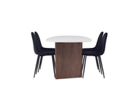 Spisestol Polar & Grönvik 2-pakk + Spisebord ovalt 180 x 90 – svart og lys grå