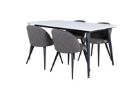 Spisegruppe Jimmy & Velvet 150 x 90 med 2-pakk spisestoler – hvit og grå