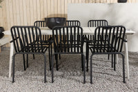 Spisegruppe Lina & Peking 200 x 90 + spisestol 2-pakk – beige og svart