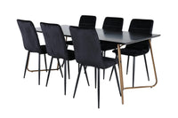 Spisebord Petra & Windu 190 x 90 + spisestol 2-pakk – svart