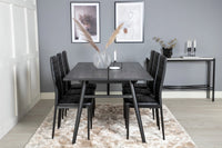 Spisegruppe Sleek & Slim 195 x 95 + spisestol 2-pakk – svart