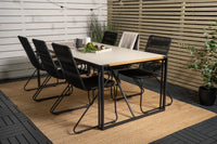 Spisestol 2-pakk og rektangulært spisebord 200 × 100 – svart og lys grå