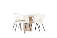 Spisegruppe rund ⌀110 2-pakk – hvitkalket og offwhite