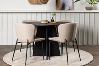 Spisegruppe Bootcut & Modesto rund ⌀110 + spisestol 2-pakk – svart og beige