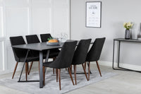 Spisestol Leone & Marina 2-pakk + rektangulært spisebord 180 x 90 – svart