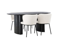 Spisegruppe Edina & Isolde 2-pakk + Ovalt 180 x 90 – hvit og svart