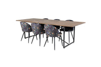 Spisegruppe Padang & Velvet 250 x 100 + 2-pakk spisestoler – natur og svart