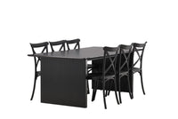 Spisestol 2-pakk + Rektangulært spisebord 200 × 100 – svart