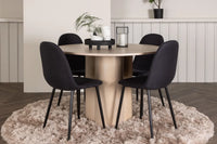 Spisegruppe Polar & Olivia 2-pakk + Rundt spisebord ⌀110 – svart og hvitlasert