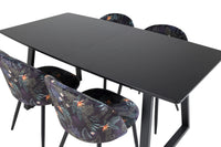 Spisestol Velvet & Inca 2-pakk + Rektangulært spisebord 160 x 85 – svart