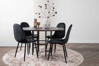 Spisestol 2-pakk + Spisebord rundt ⌀115 – svart og mokka
