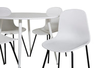 Spisestol Arctic & Plaza 2-pakk + Spisebord rundt ⌀100 – hvit