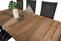 Lenestol Copacabana & Mexico 2-pakk – svart + Spisebord rektangulært 180 x 90 – natur