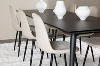 Spisestol 2-pakk – beige + Rektangulært spisebord 230 x 85 – svart