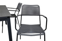 Spisegruppe Lindos 160 x 100 + 2-pakk spisestol – svart og grå