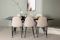 Spisegruppe Astrid & Polar 200 x 90 med 2-pakk spisestoler – svart og beige