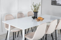 Spisebord Polar 180 x 90 + Spisestol 2-pakk – hvit og beige