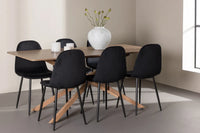 Spisestol Polar & Piazza 2-pakk + Rektangulært spisebord 180 x 90 – svart og mocca