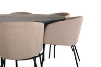 Spisegruppe rund ⌀140 – svart og beige