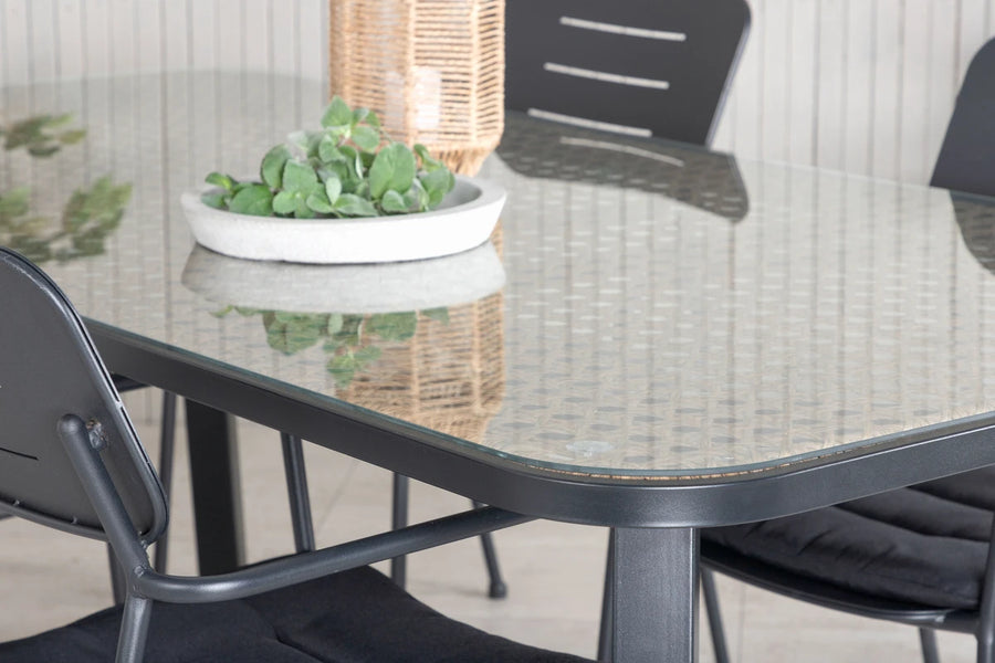 Spisegruppe Nicke & Paola 2-pakk + rektangulært spisebord 200 × 100 – svart