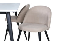 Spisegruppe Jimmy & Velvet rektangulær 150 x 90 + 2-pakk spisestol – hvit og beige