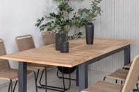 Spisebord Panama & Lindos rektangulært 152 x 90 + spisestol 2-pakk – svart og brun