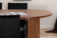 Spisegruppe oval 200 x 90 – svart og valnøtt