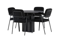 Spisegruppe Olivia rund ⌀110 + 2-pakk spisestoler – svart