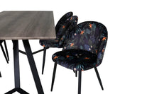 Spisestol Velvet & Marina 2-pakk – svart + rektangulært spisebord 180 x 90 – natur