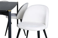 Spisegruppe Pelle & Velvet 190 x 90 + spisestol 2-pakk – svart og krem