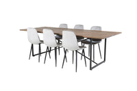 Spisebord Padang & Polar rektangulært 250 x 100 + spisestol 2-pakk – natur og grå