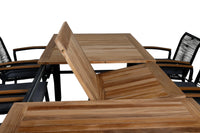 Spisestol Dallas & Panama 2-pakk + rektangulært spisebord 224 x 100 – svart