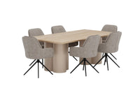 Spisestol Manchi & Olivia 2-pakk – brun + Spisebord rektangulært 210 x 100 – whitewash