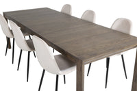Spisegruppe Slider & Polar 170 x 95 + spisestol 2-pakk – natur og beige