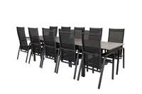 Spisebord Levels & Copacabana 229 × 100 + liggestol 2-pakk – svart