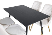 Spisegruppe Dipp & Velvet Deluxe rektangulær 120 x 85 + spisestoler 2-pakk – svart og beige