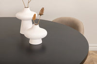 Spisebord rundt ⌀140 – svart + spisestol 2-pakk – beige