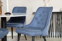 Spisebord Estelle & Velvet Deluxe rundt ⌀106 + spisestol 2-pakk – hvit og blå